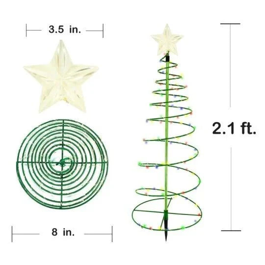 Solarbetriebener LED-Weihnachtsbaum für den Außenbereich – Beleuchtete Spiraldekoration