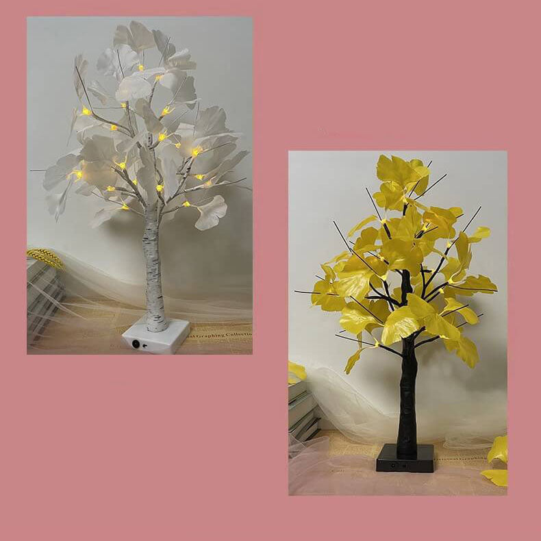 LED Ginkgo bordlampe 60cm dekoration hvid gul moderne batteribelysning integreret LED