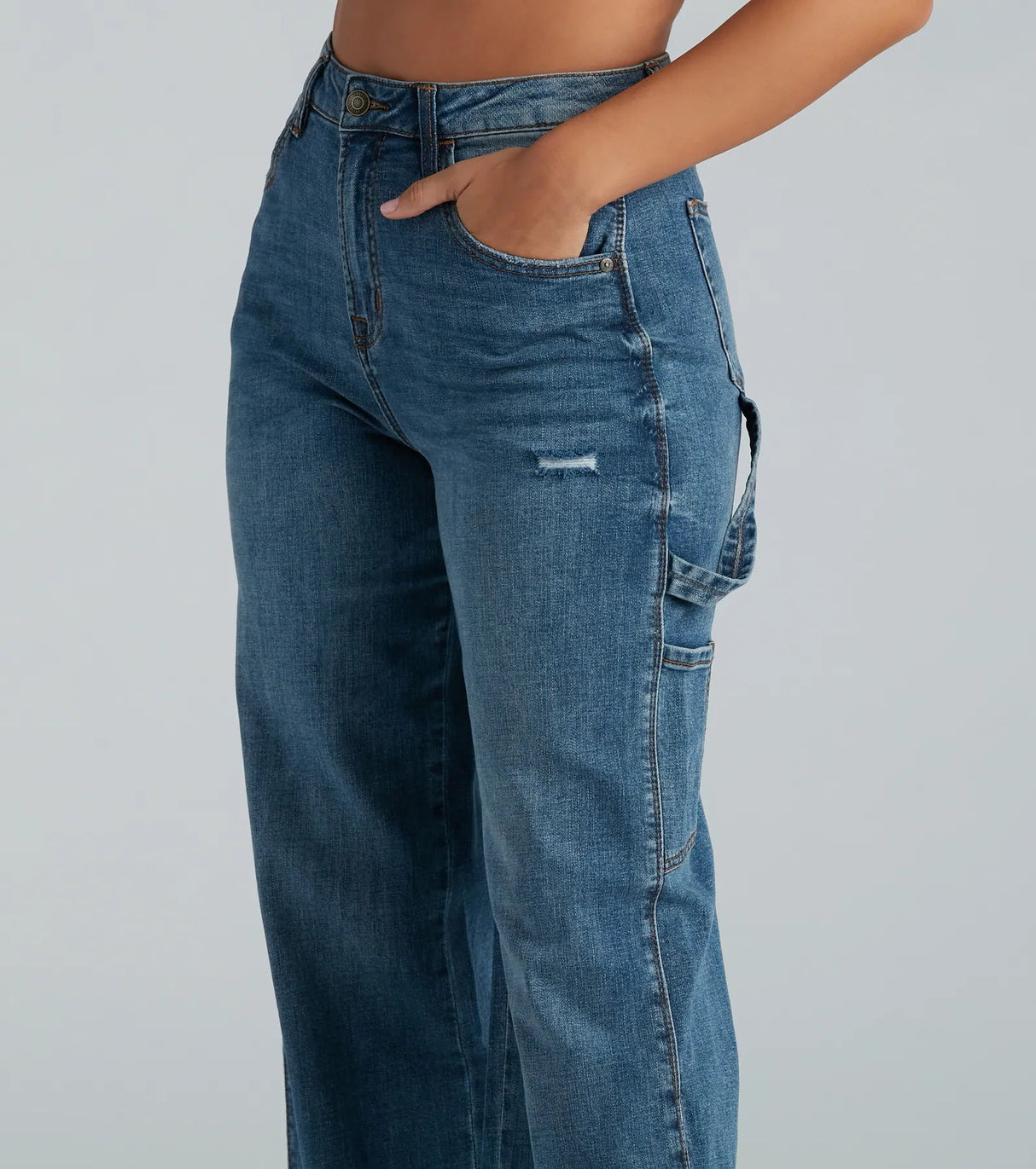 Stilfulde Vide Jeans til Kvinder med Cargo Detaljer