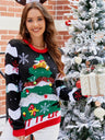 Women's Christmas Sweater – Colorful Winter Sweater with Christmas Tree Print