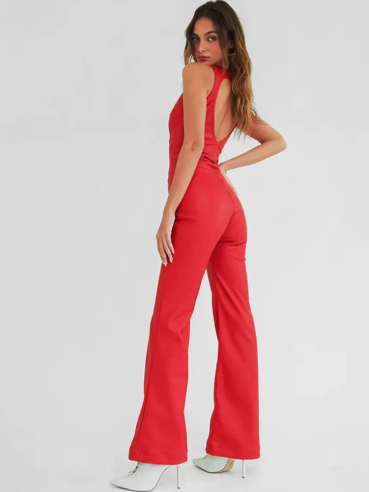 Rygløs Hjerteformet Denim Jumpsuit til Kvinder