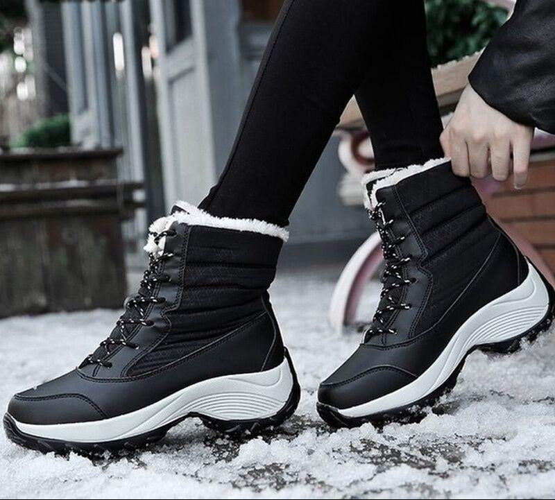 Varme Dame Vinterstøvler med For – Komfortabel Skridsikker Sål