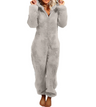 Dame Fleece Onesie – Varm Fluffy Hjemmedragt med Hætte