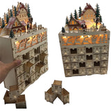 Holz Adventskalender mit Licht – Wiederverwendbarer Weihnachtskalender mit 24 Fächern