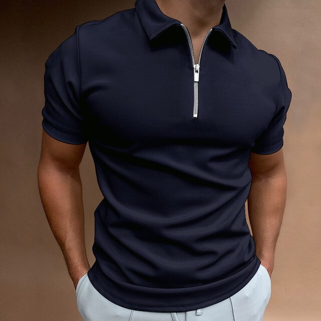 Casual Herre Poloshirt med Lynlås og Stilfuldt Design