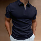 Casual Herre Poloshirt med Lynlås og Stilfuldt Design