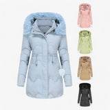Ladies' Winter Jacket – Elegant Warm Jacket with Fur Collar and Hood