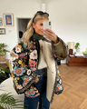 Vatteret Jakke med Blomstermønster og Træknapper