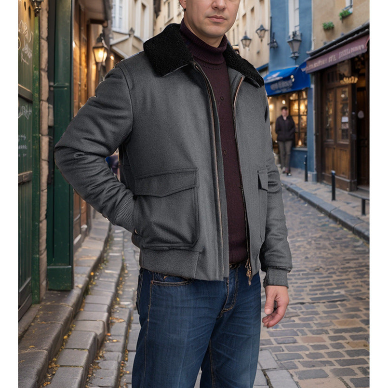 Men's bomber jacket with collar – warm winter jacket in classic style