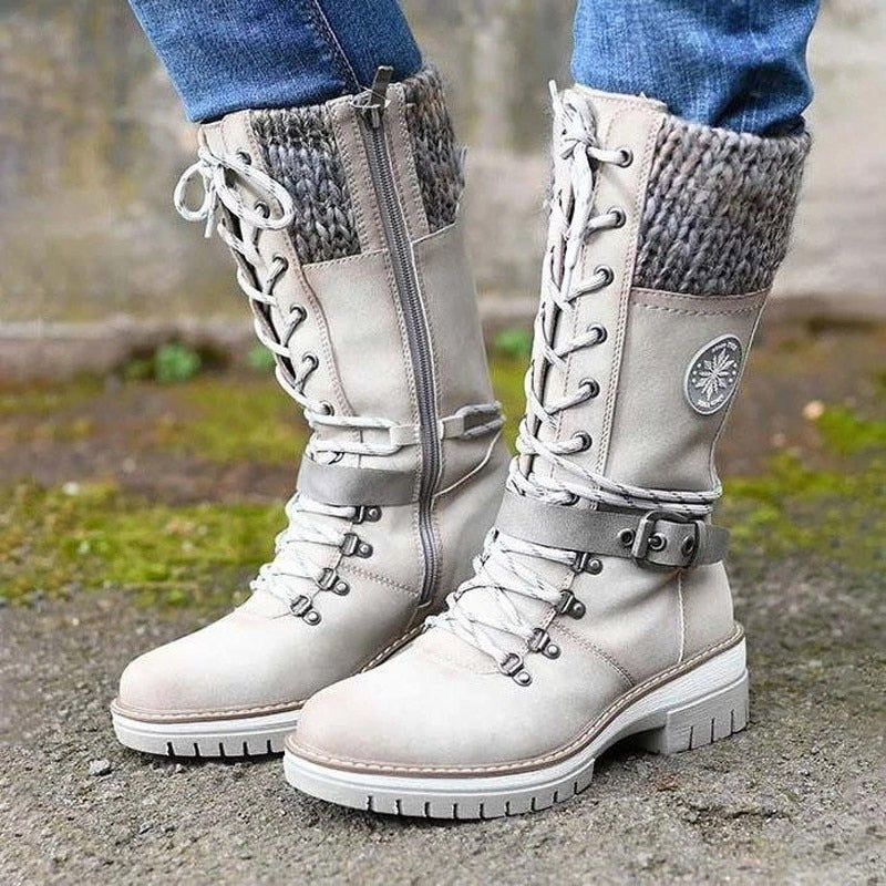 Ladies' winter boots – High lined boots with lace-up design