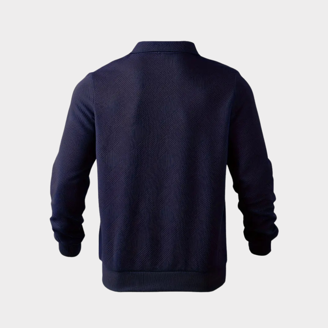 Geometrisk Sweater med Kvartrits og Vintage Stil