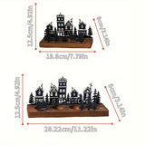 Oplyst Træ Vinterlandsby Dekoration – Stemningsfuld Jule Scene