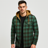 Herren Hemdjacke mit Kapuze im Karierten Design – Warm & Stilvoll