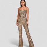 Glamourøs Paillet Jumpsuit med Sweetheart Halsudskæring