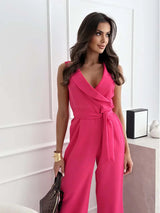 Jumpsuit Dame V-hals med Bælte Elegance