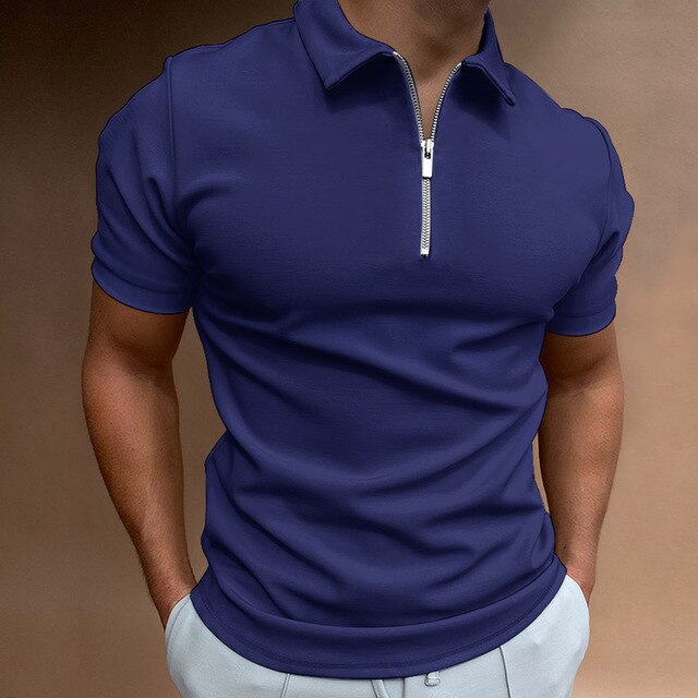 Casual Herre Poloshirt med Lynlås og Stilfuldt Design