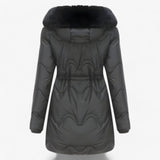 Ladies' Winter Jacket – Elegant Warm Jacket with Fur Collar and Hood