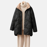 Dame Kort Vatteret Jakke – Varm Stilfuld Vinterjakke med Krave