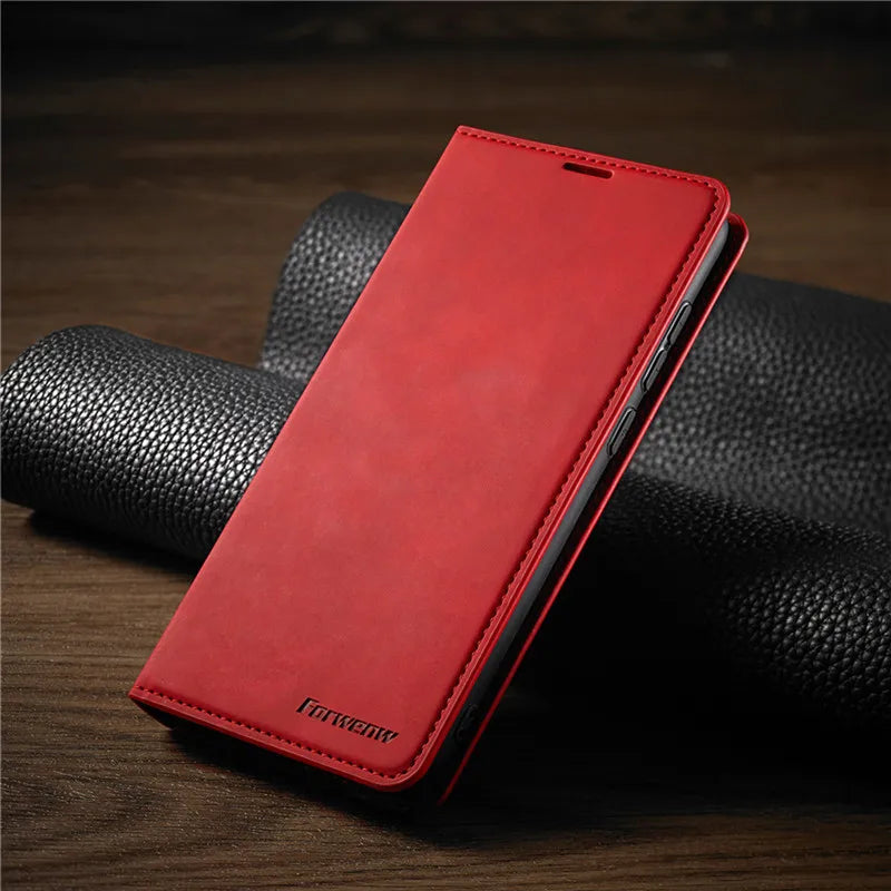 Luxury Leather iPhone Cover – Magnetic Flip, Card Holder & Stand