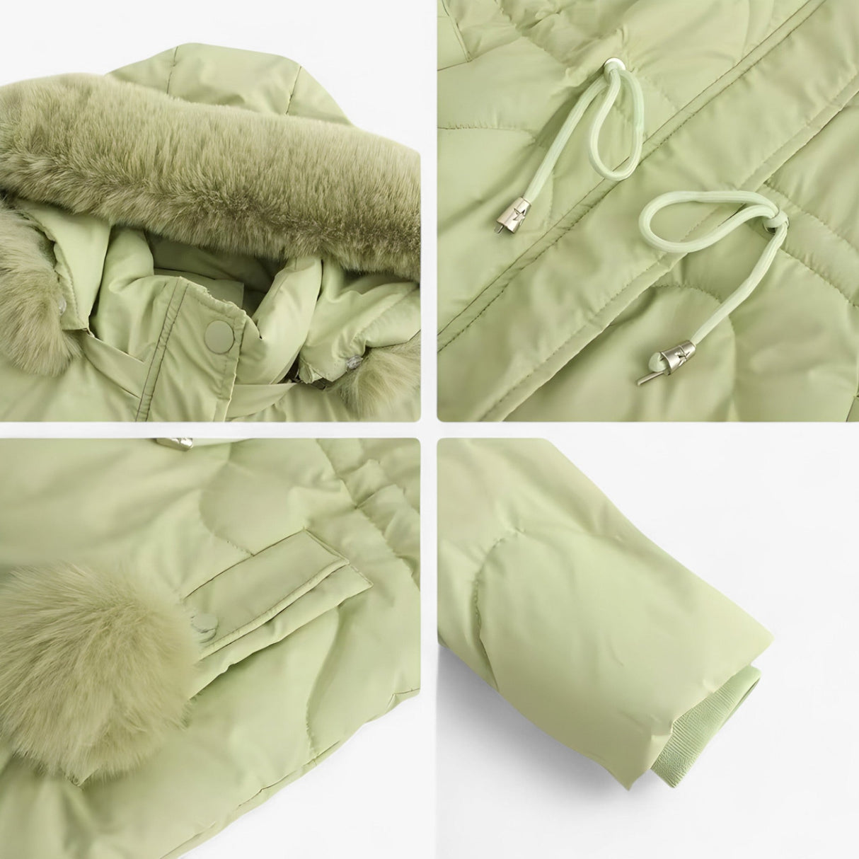 Ladies' Winter Jacket – Elegant Warm Jacket with Fur Collar and Hood