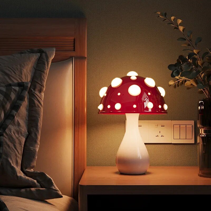 Svamp Bordlampe med Varmt LED Lys