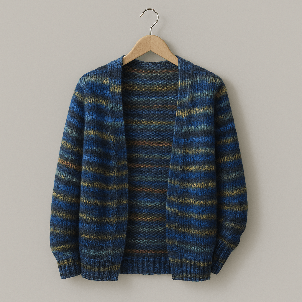 Farverig Strikket Vest: Varm og Stilfuld