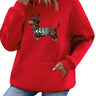 Dame Jule Hoodie med Gravhund Print – Varm Vinter Hoodie