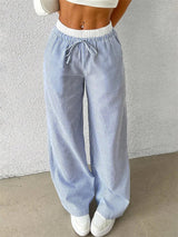 Dame Bukser med Brede Ben - Casual Stribet Design 0