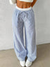 Dame Bukser med Brede Ben - Casual Stribet Design 0