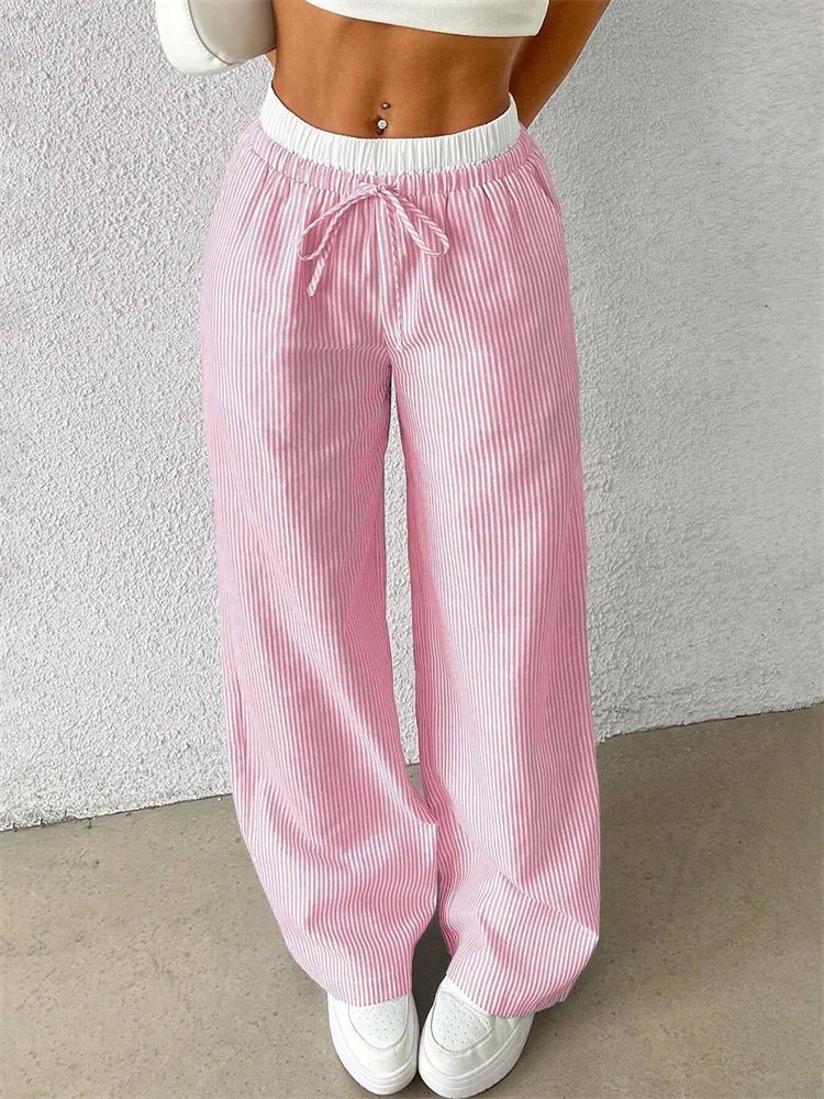Dame Bukser med Brede Ben - Casual Stribet Design 3