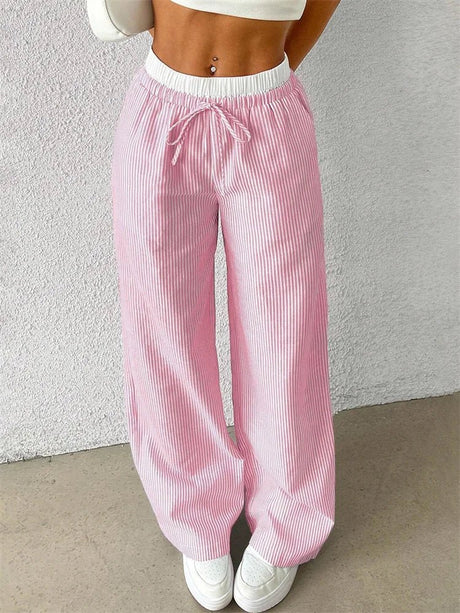 Dame Bukser med Brede Ben - Casual Stribet Design 3
