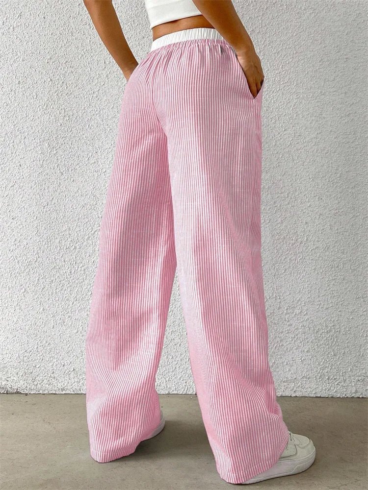 Dame Bukser med Brede Ben - Casual Stribet Design 4