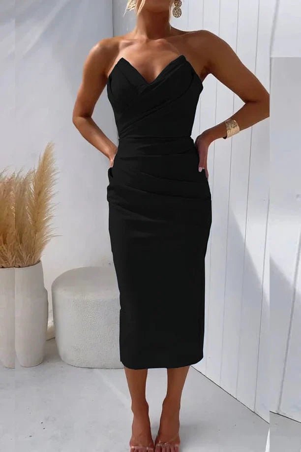 Dame Midi Tube Kjole - Elegant Bodycon Festkjole til Særlige Lejligheder 4