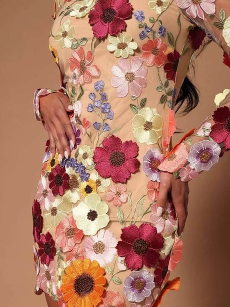 Damer 3D-Blomsterbroderet Festkjole til Alle Årstider 1