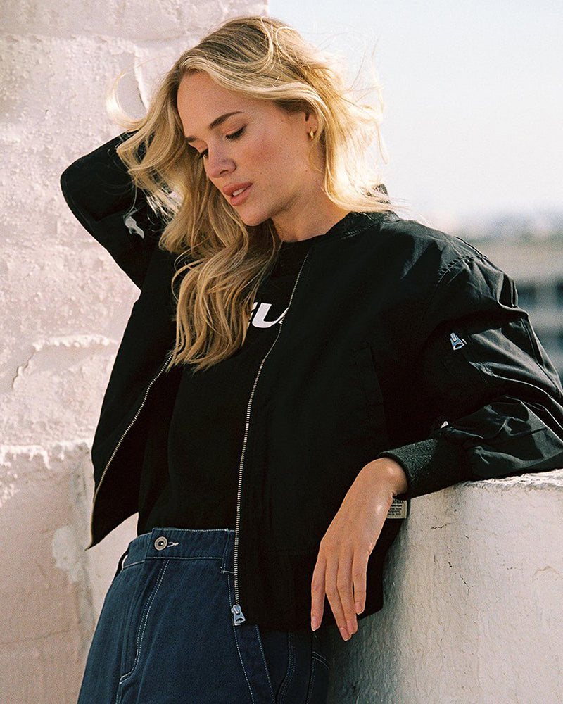 Damernes Bomber Jakke - Klassisk Sporty Stil med Lommer
