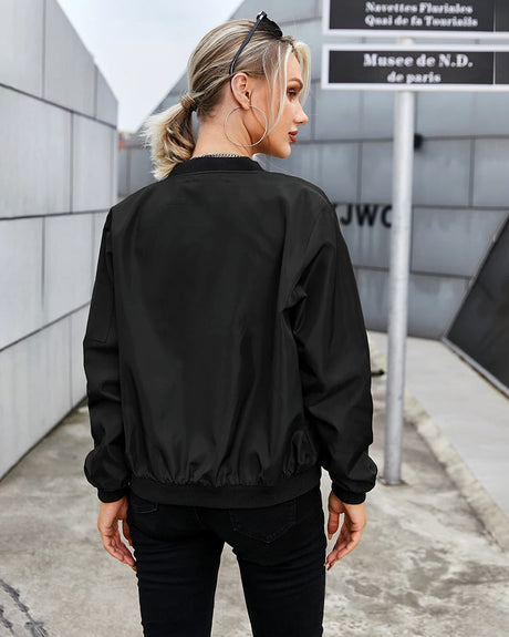 Damernes Bomber Jakke - Klassisk Sporty Stil med Lommer