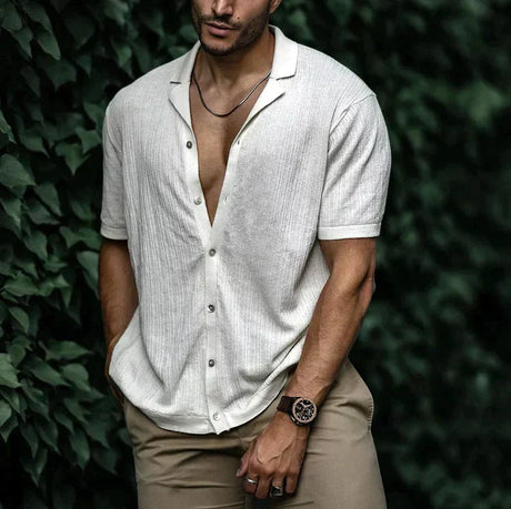 Herre Kortærmet Skjorte med Knaplukning