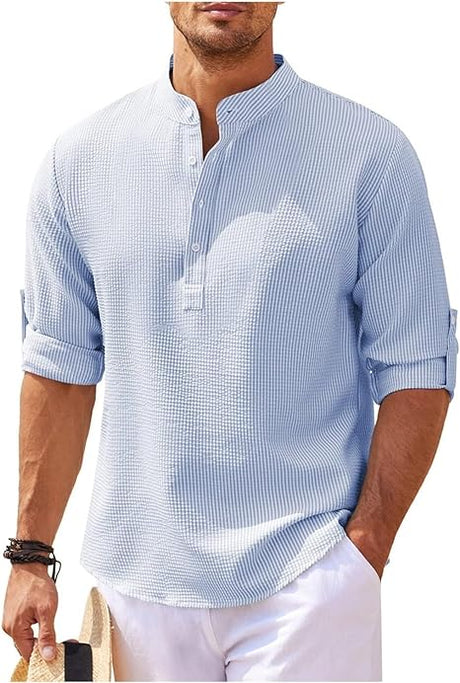 Herre Ternet Skjorte med Oprulningsærmer - Skjorter til Mænd 8