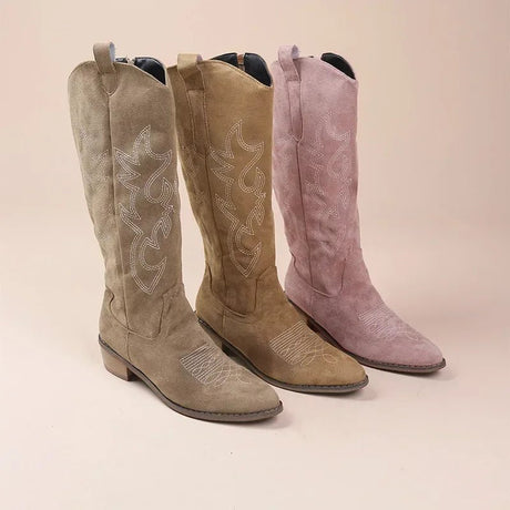 Knælange Cowboystøvler til Damer Med Broderede Detaljer 3