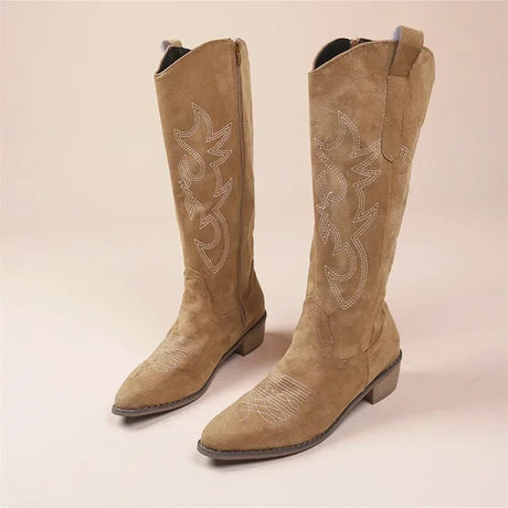 Knælange Cowboystøvler til Damer Med Broderede Detaljer 5