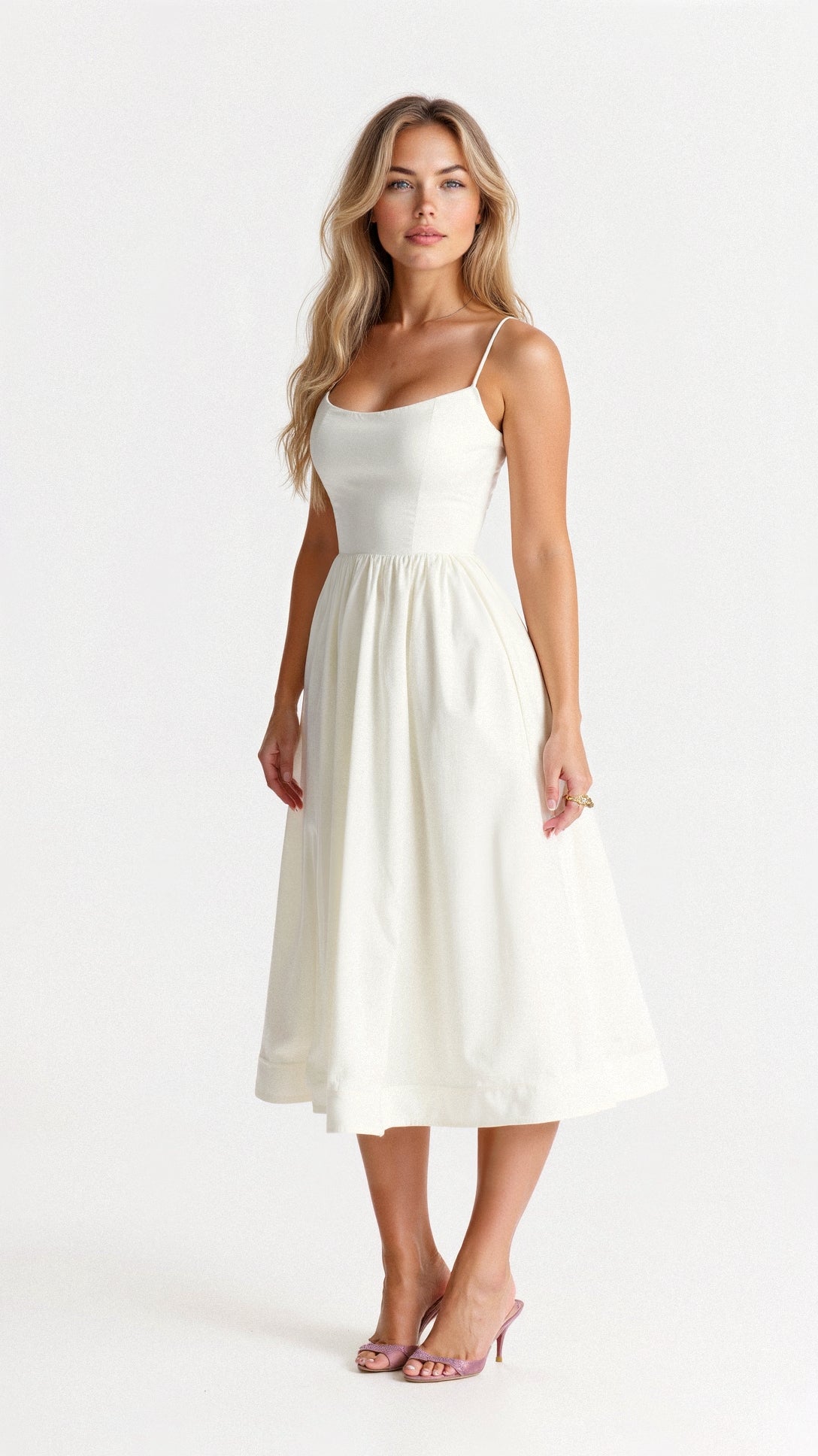 Kvinders A-line Midi Kjole i Ascot Stil
