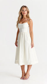 Kvinders A-line Midi Kjole i Ascot Stil