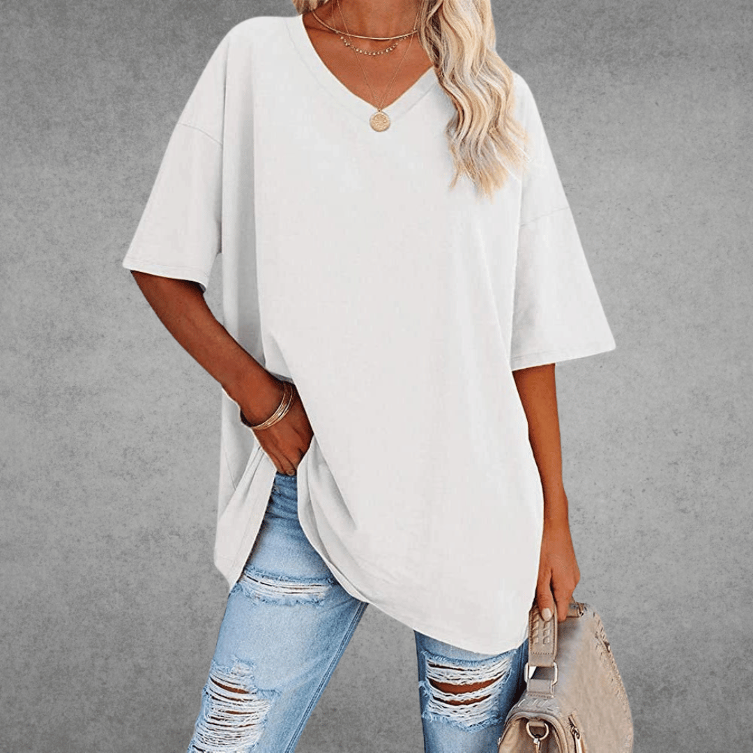 Kvinders Oversize T-shirt med V-hals