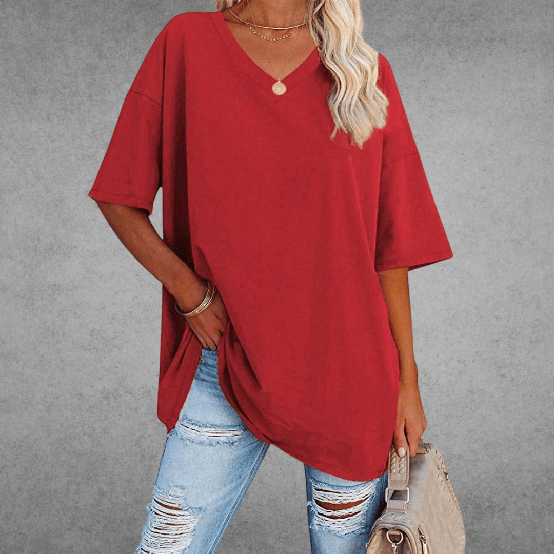 Kvinders Oversize T-shirt med V-hals