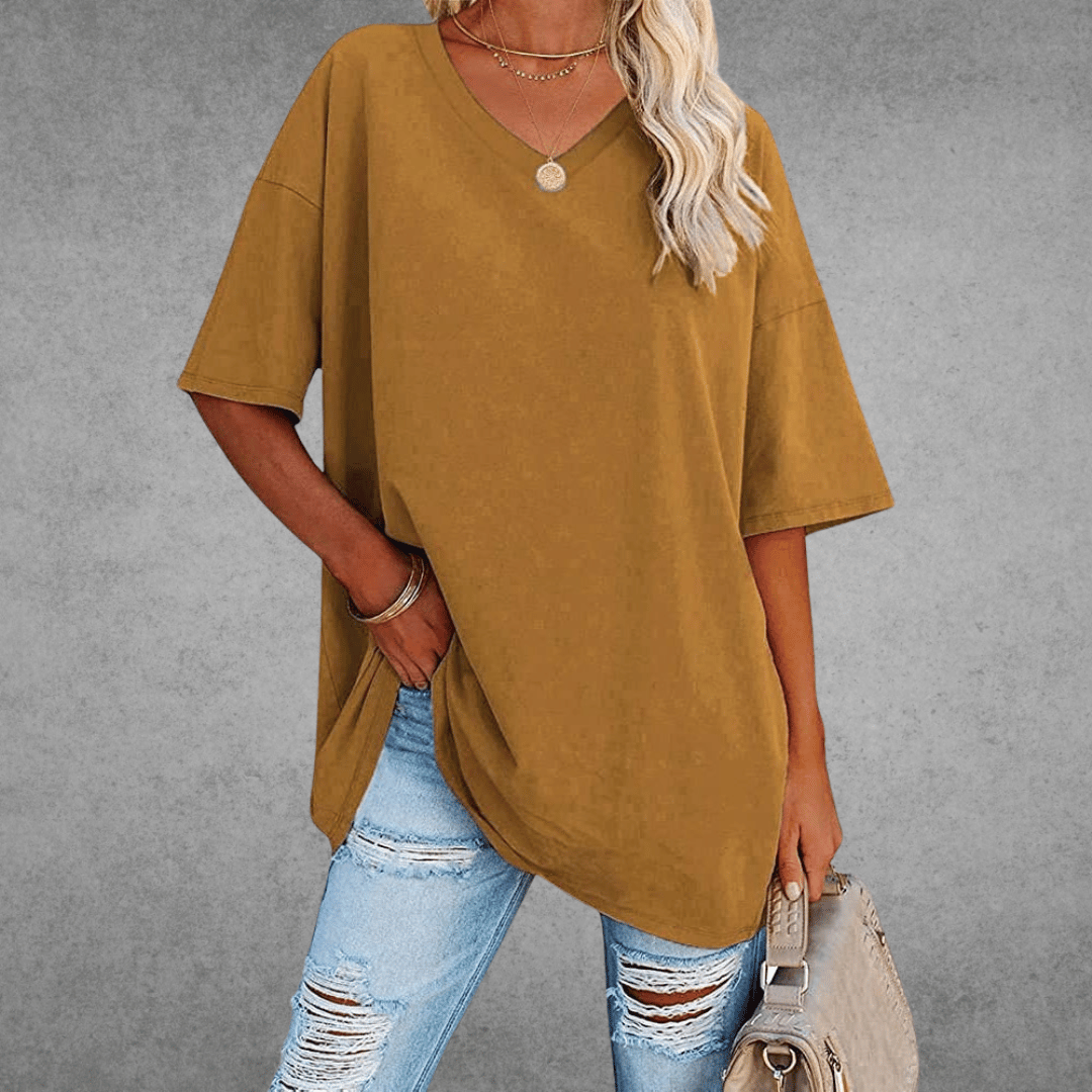Kvinders Oversize T-shirt med V-hals
