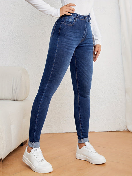 Kvinders Slim Fit Jeans med Høj Talje