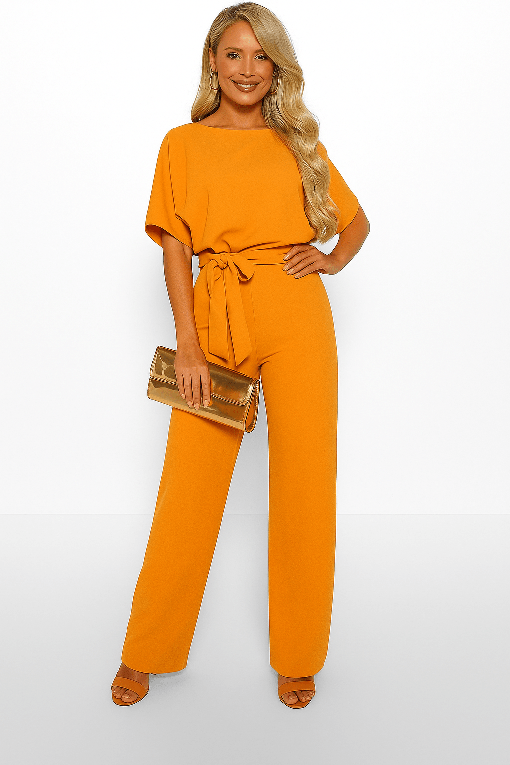 Kvinders Buksedragt med Bindebælte - Elegant Jumpsuit 10