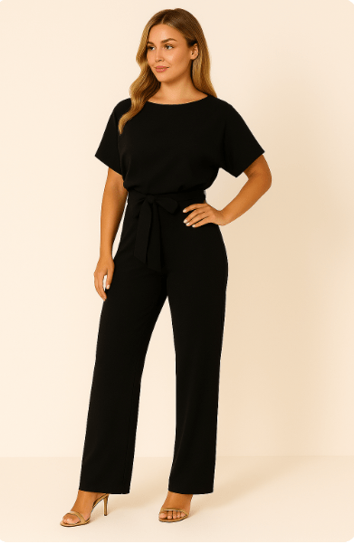 Kvinders Buksedragt med Bindebælte - Elegant Jumpsuit 4