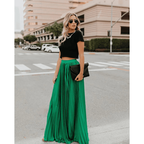 Kvinders Plisseret Maxi Nederdel med Elegant Silhuet 2