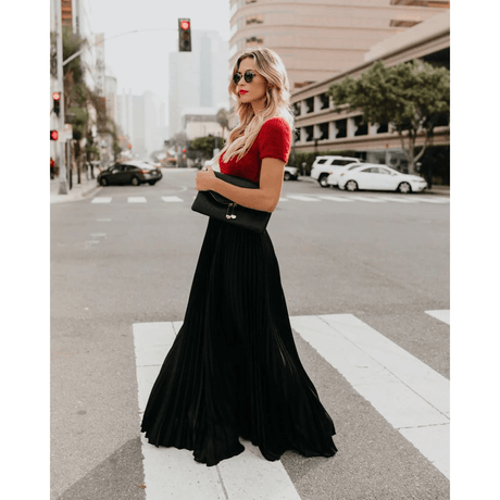 Kvinders Plisseret Maxi Nederdel med Elegant Silhuet 6